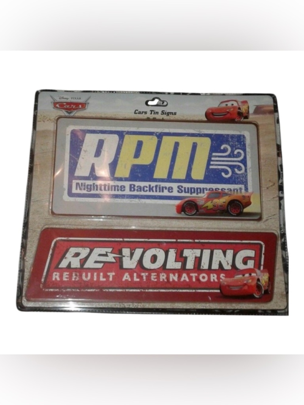 Disney Cars Tin Sign Set - Red, Blue, Yellow